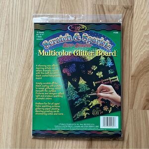 Scratch & sparkle multicolor glitter board: ten 8 1/2"x11" sheets 1 stick